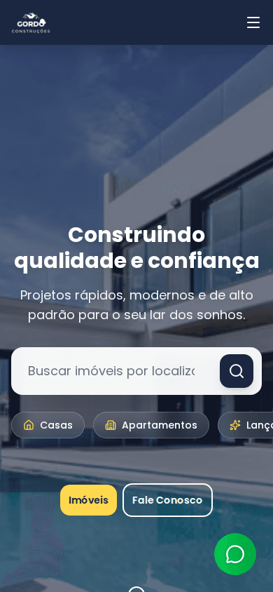 Painel administrativo da Gordo Construções