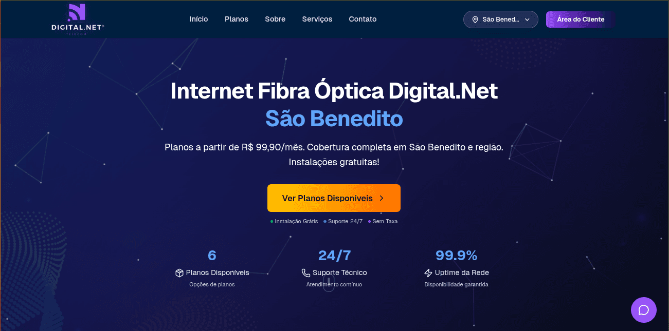 Tela inicial do projeto Digital.Net Telecom