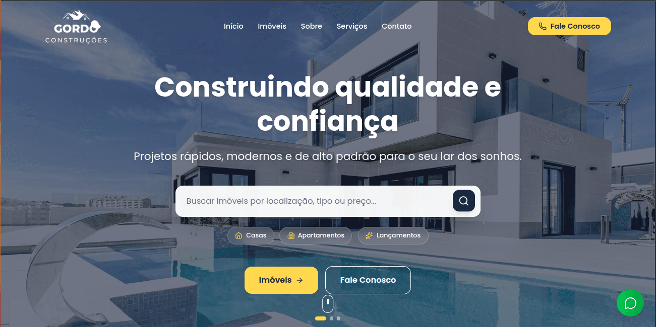 Tela inicial do projeto Gordo Construções