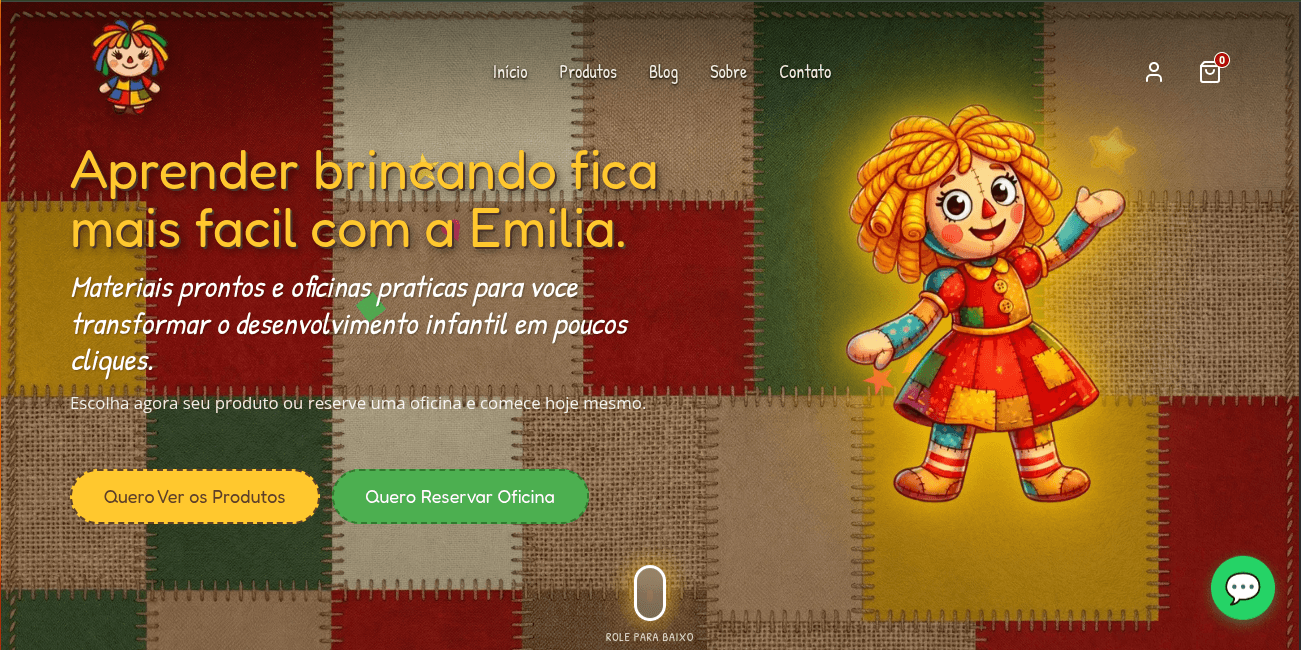 Visão geral do e-commerce Tia Emília